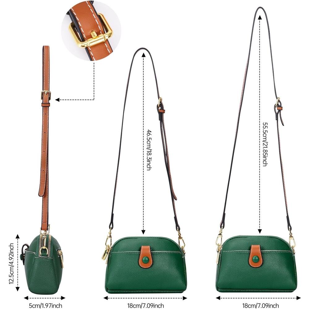 NEW Green Mini Crossbody Bag w/ Brown Accent Leather Small Purse Satchel - Picture 3 of 6